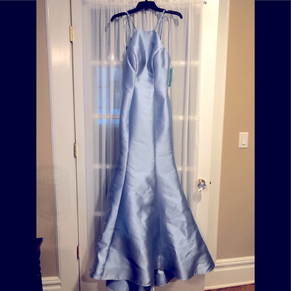 Camille La Vie light blue satin long gown